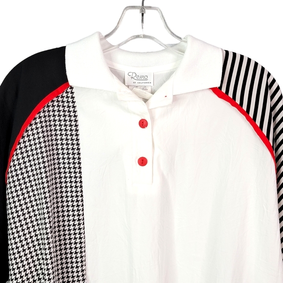 Reno of California Vintage Multi Pattern Color Block Button Up Blouse Tee M - Picture 5 of 12
